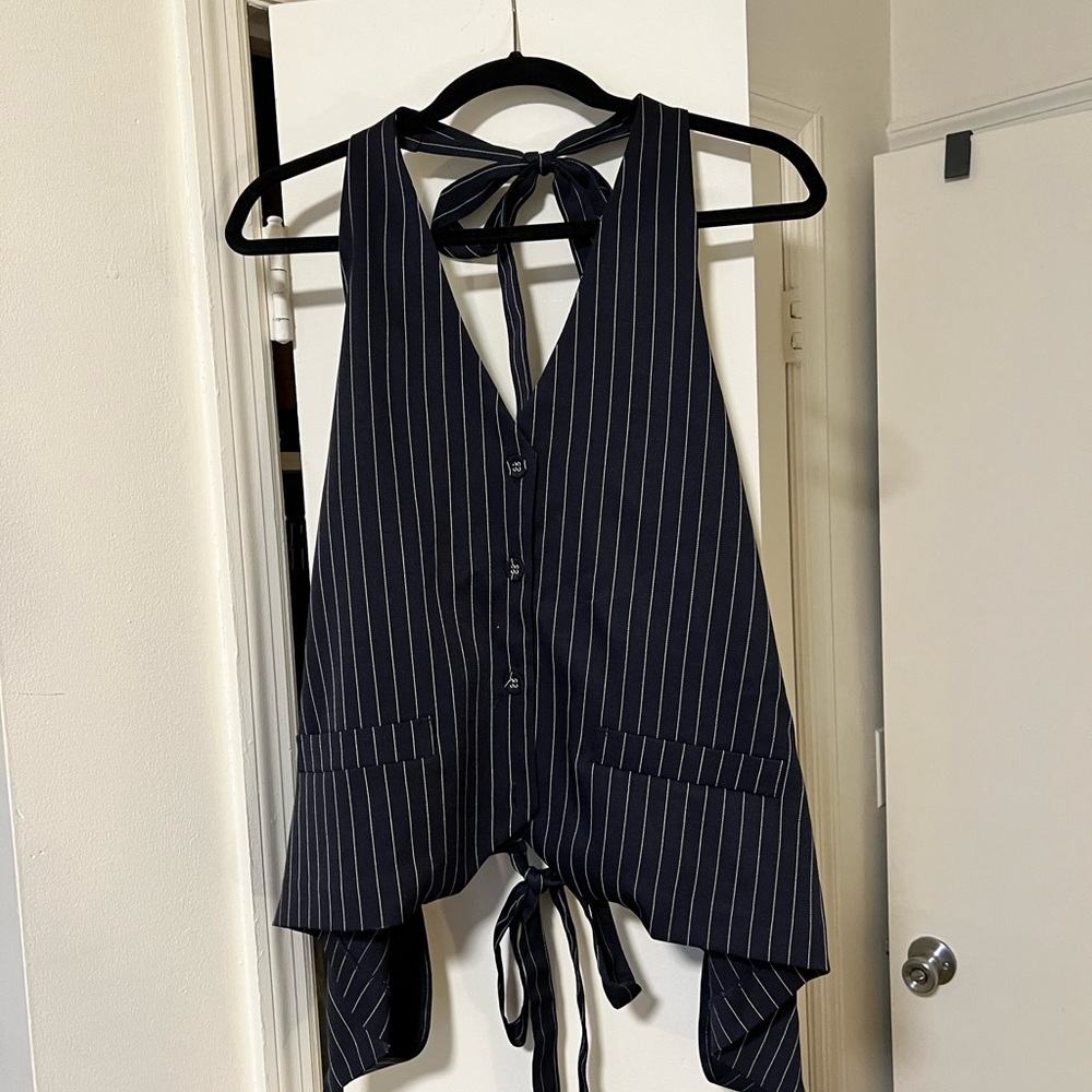 Lioness Navy Pinstripe Halter Vest